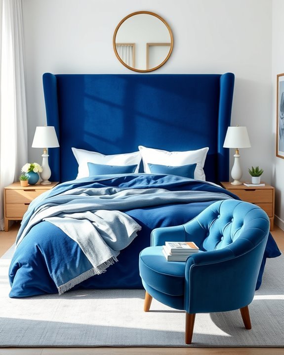 luxurious blue velvet upholstery