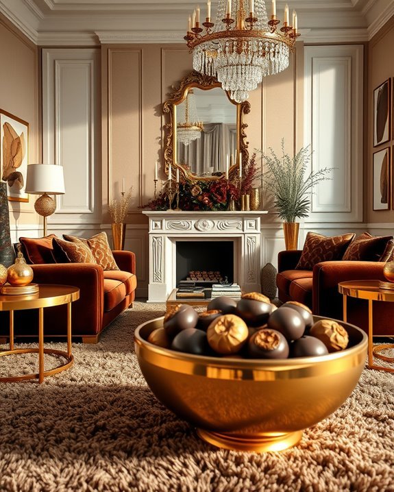 luxurious brown and gold decor