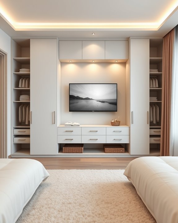 luxurious closet and entertainment integration