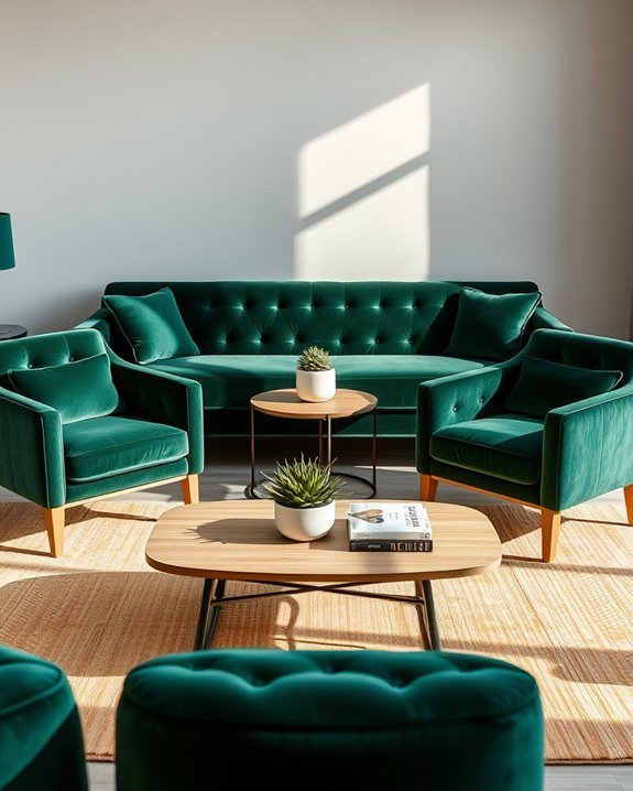 luxurious dark green upholstery