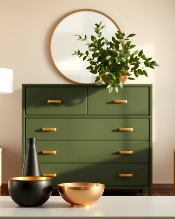 luxurious deep olive accents