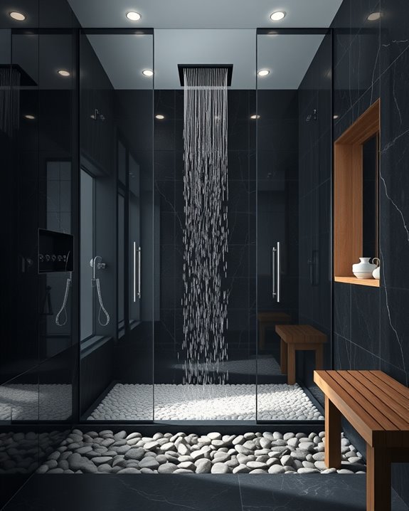 luxurious enclosed spa showers