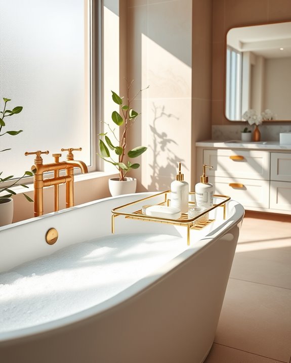 luxurious gold bath caddies