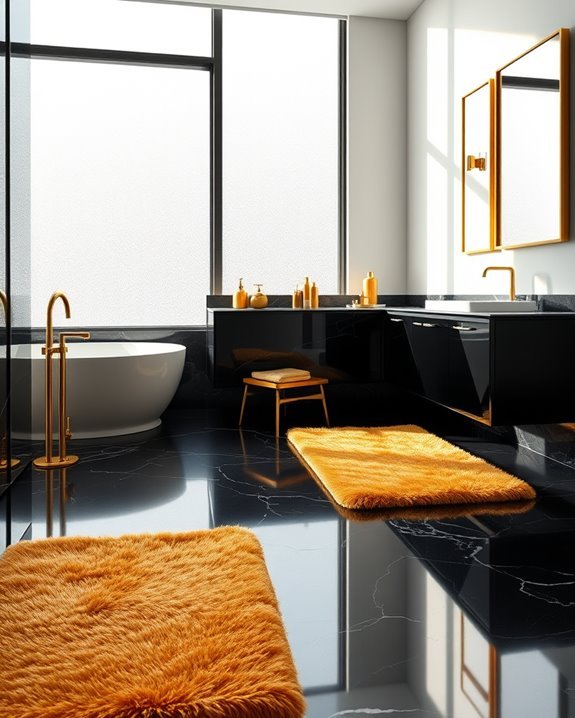 luxurious gold bath mats