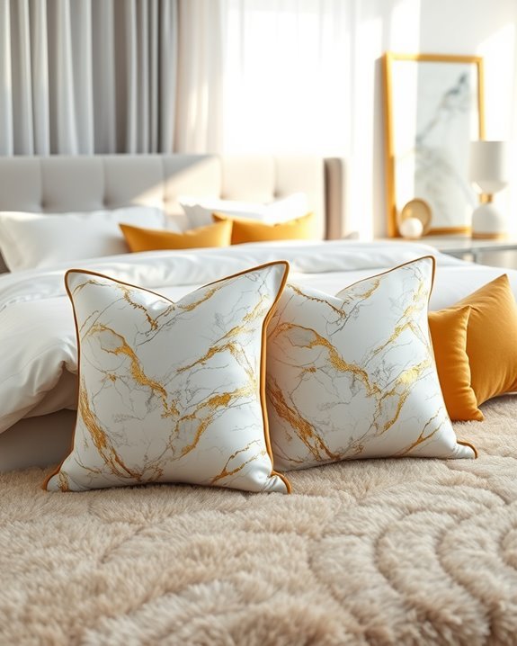 luxurious gold marble pillows