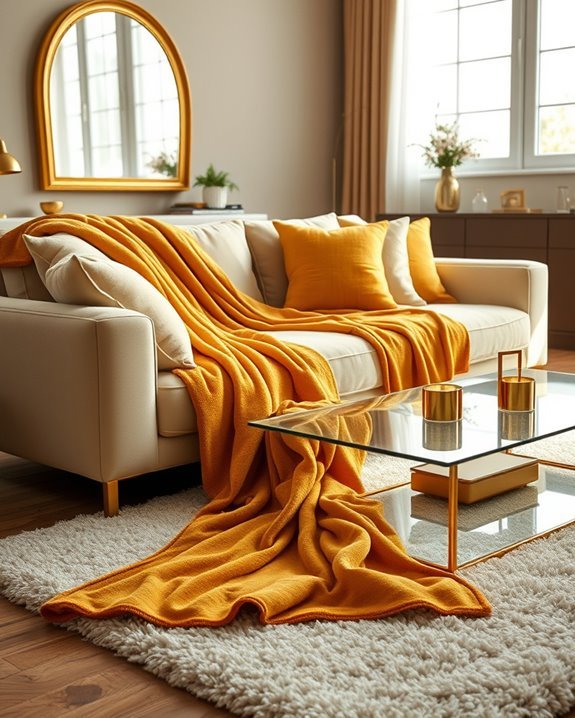 luxurious gold throw blankets