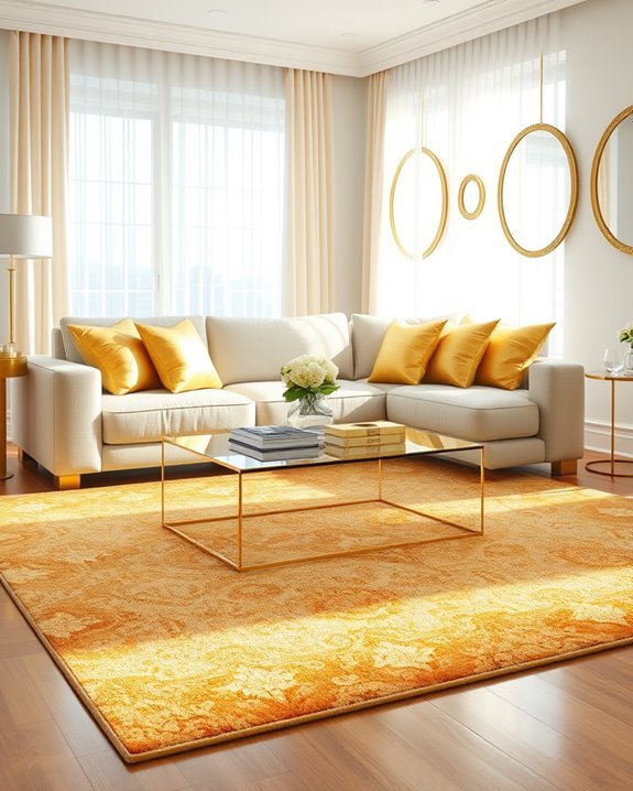 luxurious gold throw rug