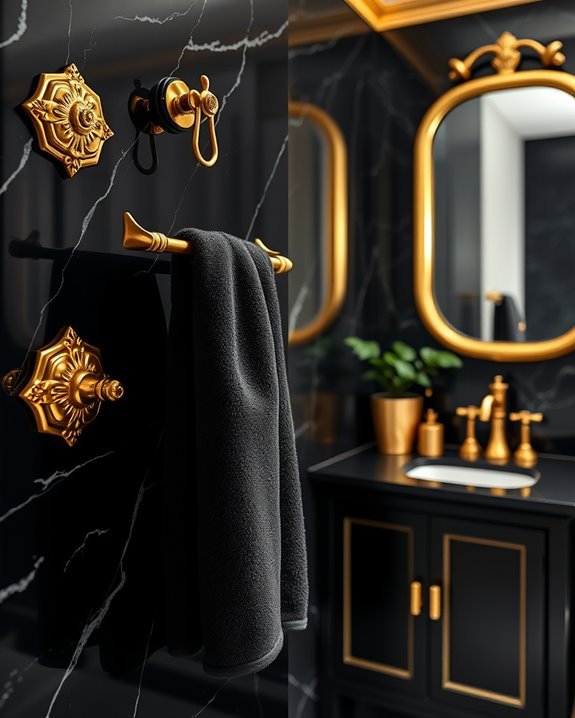 luxurious gold towel fixtures