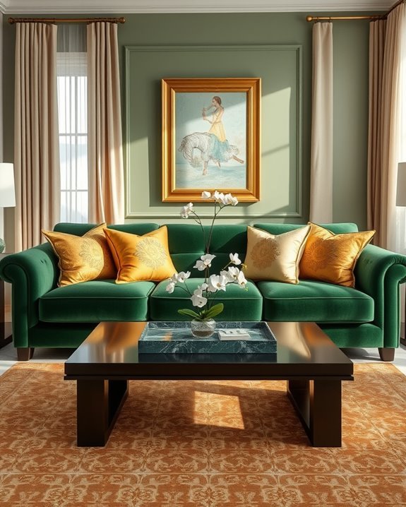 luxurious green and gold