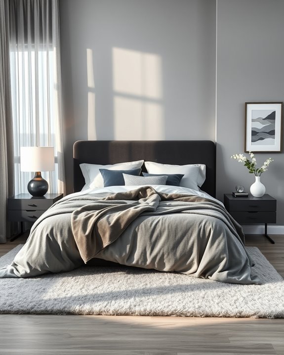 luxurious grey velvet accents