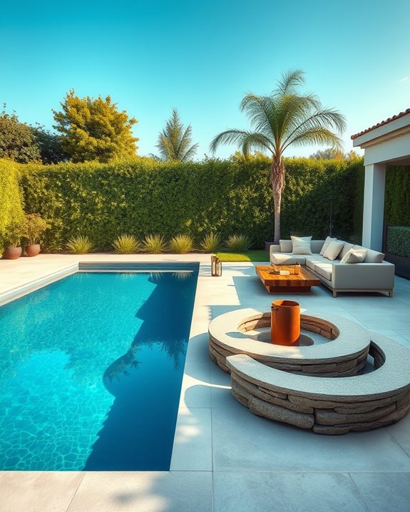 luxurious poolside lounge retreat