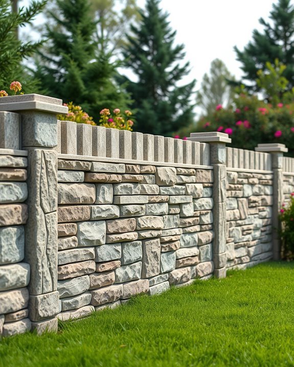 luxurious stone veneer fences