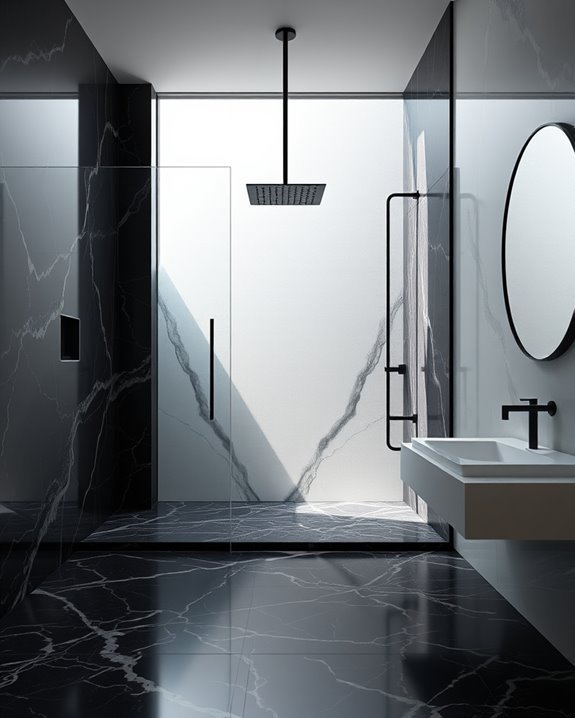 luxury black marble showerheads
