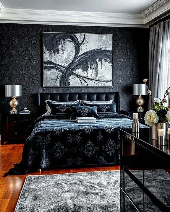 luxury black silver accents