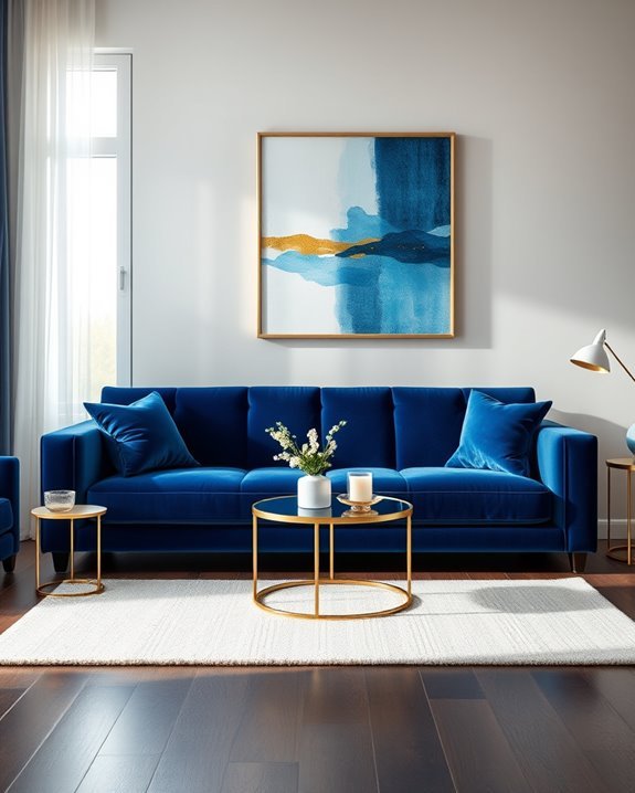 luxury blue velvet upholstery
