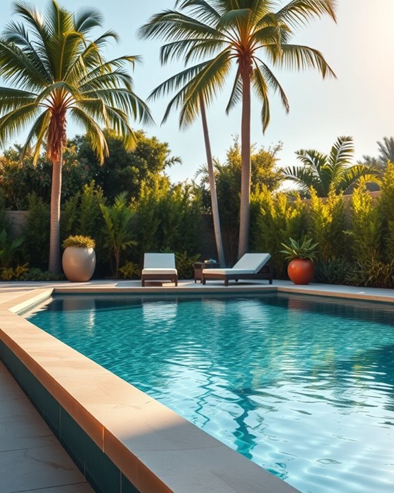 luxury poolside sun loungers