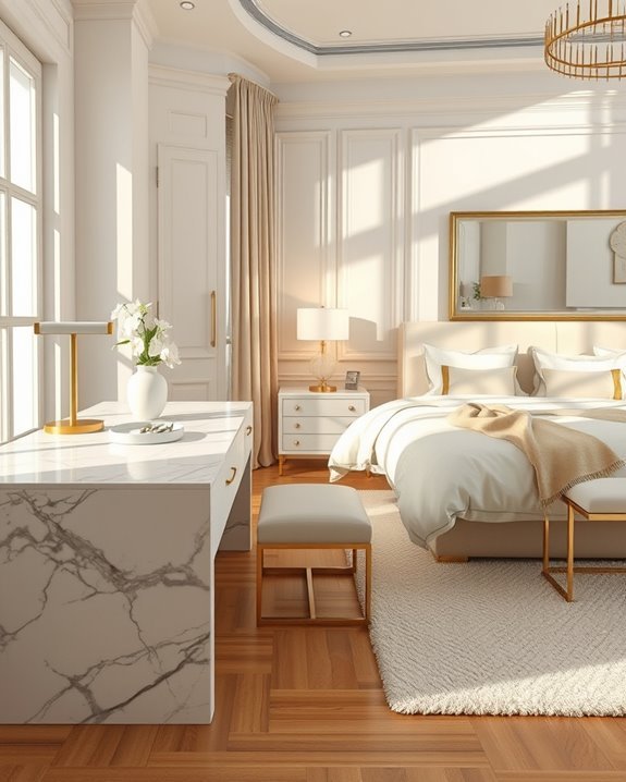 marble countertops enhance bedrooms