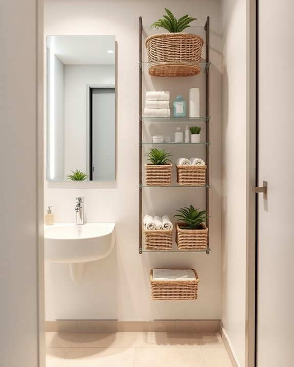 maximize vertical bathroom storage