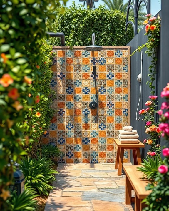 mediterranean charm outdoor shower