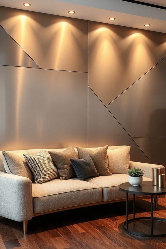 metal wall with lighting