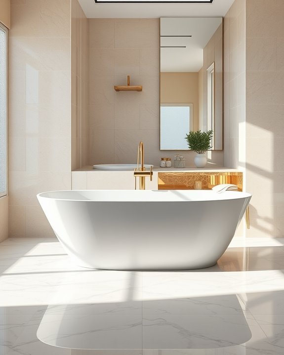 metallic accents enhance bathrooms