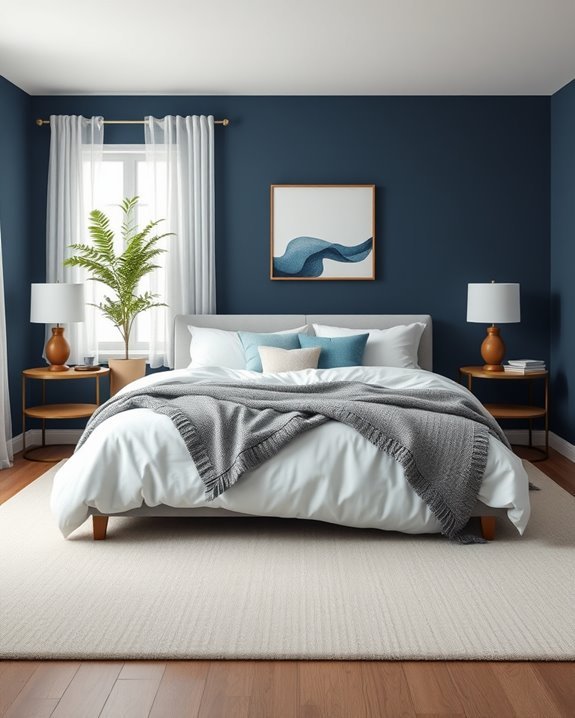 midnight blue cozy bedroom