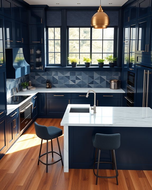 midnight blue kitchen elegance