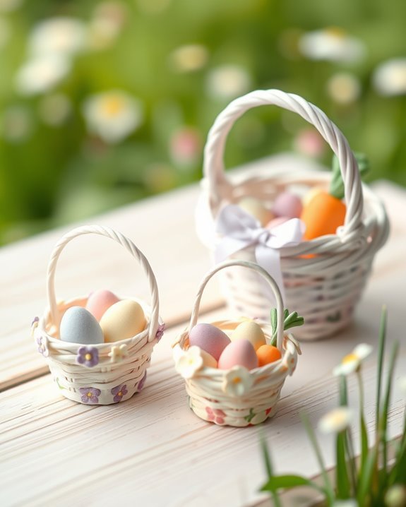 miniature clay easter baskets
