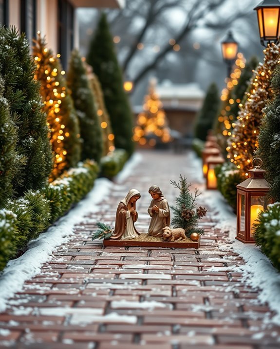 miniature nativity scene walkway