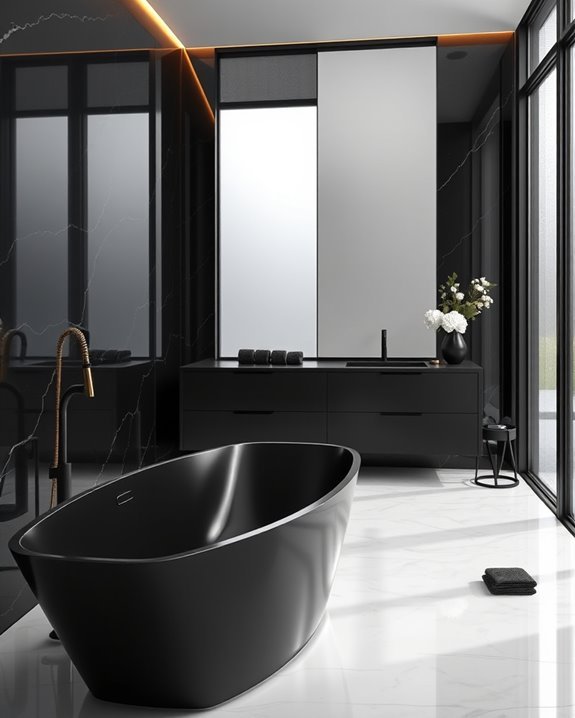 minimalist black bathroom accents