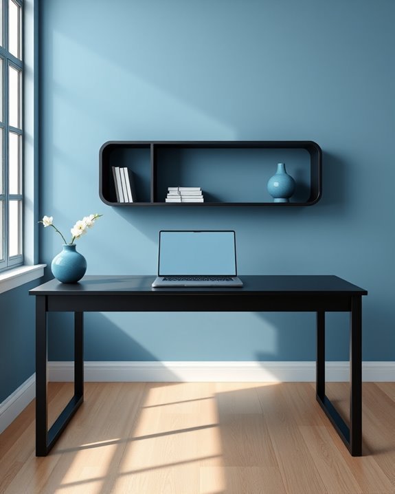 minimalist blue black workspace
