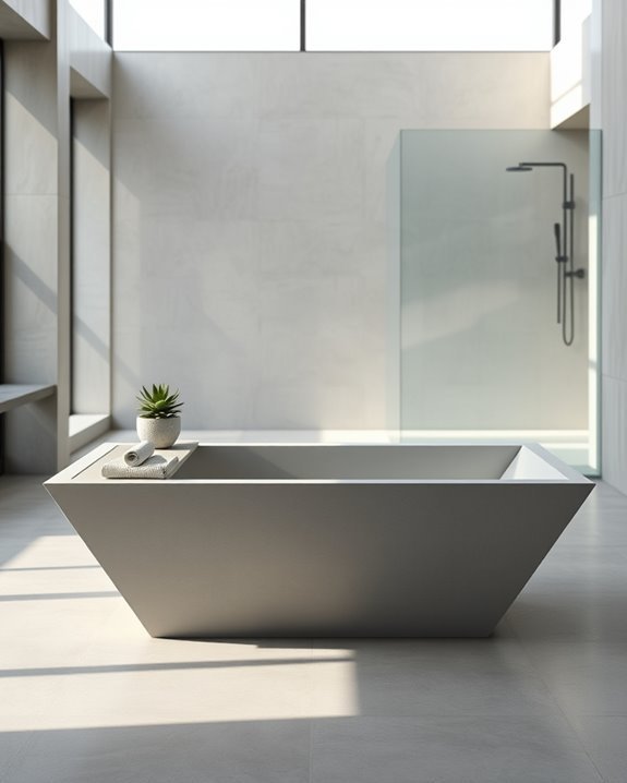 minimalist concrete bathtub elegance