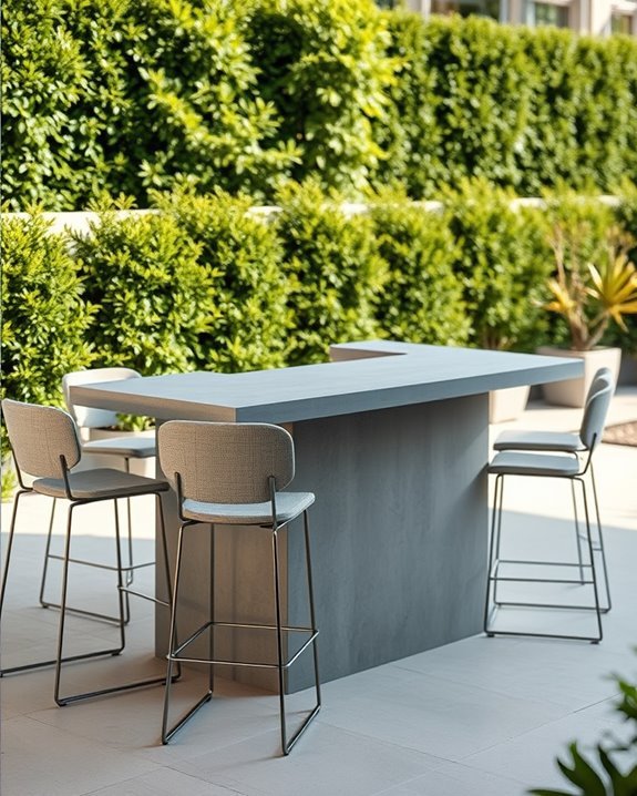 minimalist concrete outdoor bar