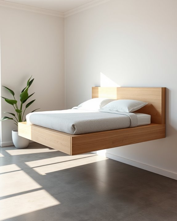 minimalist floating box bed