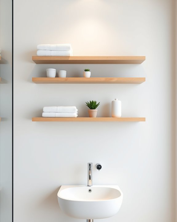 minimalist floating shelf storage