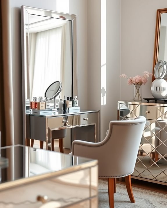 mirrored furniture enhances sophistication