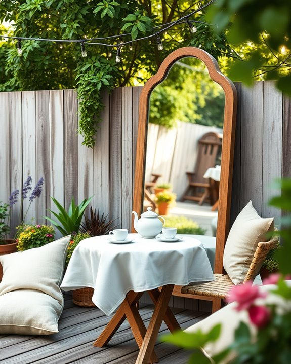 mirrors enhance backyard aesthetics
