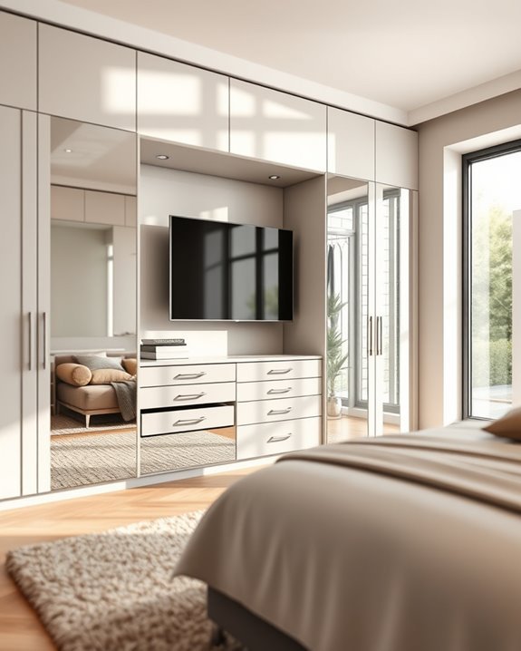 mirrors enhance bedroom space