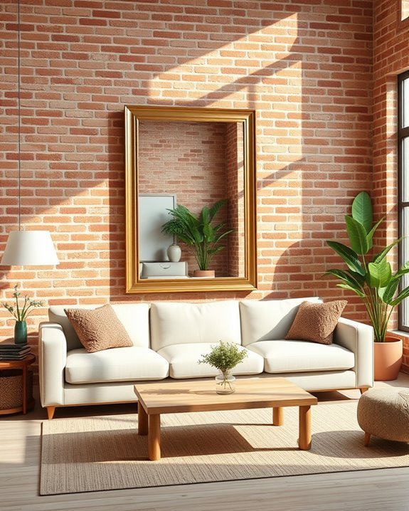 mirrors enhance brick walls