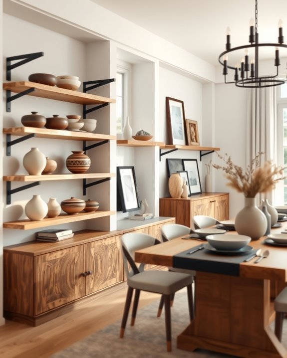 mixed material shelf design