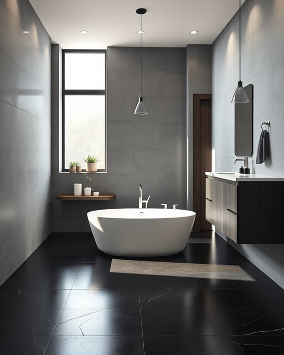 mixed materials for bathrooms
