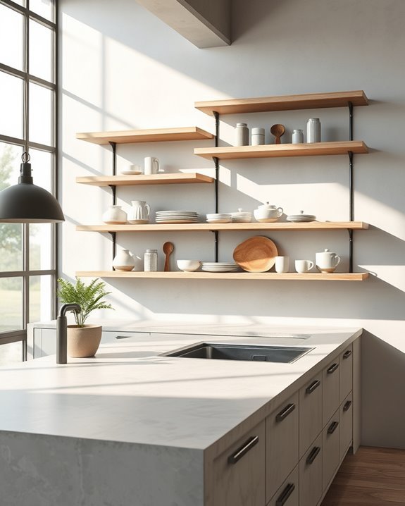 modern beton open shelving