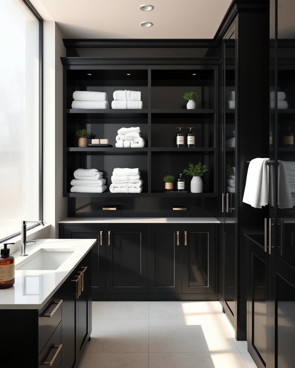 modern black cabinetry display