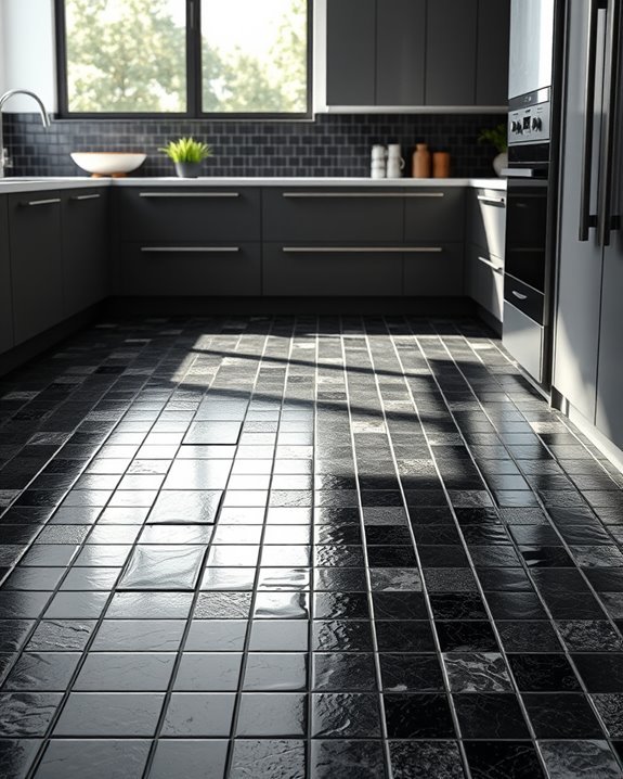 modern black mosaic kitchens