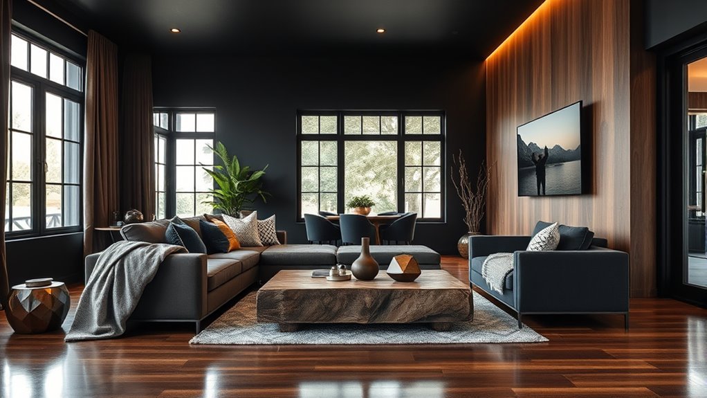 modern black wood interiors