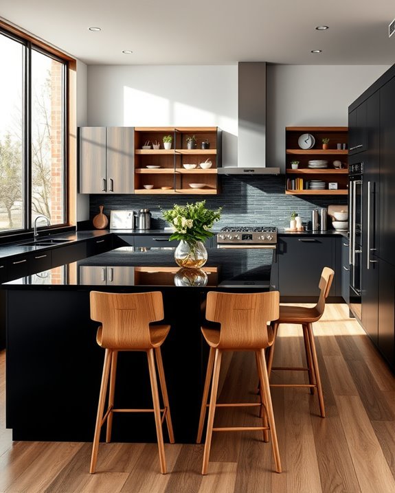 modern black wood kitchen