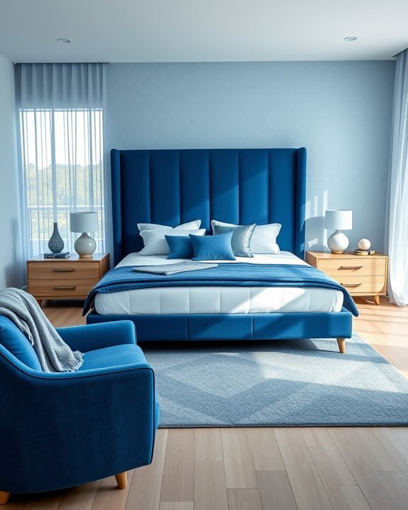 modern blue bedroom decor
