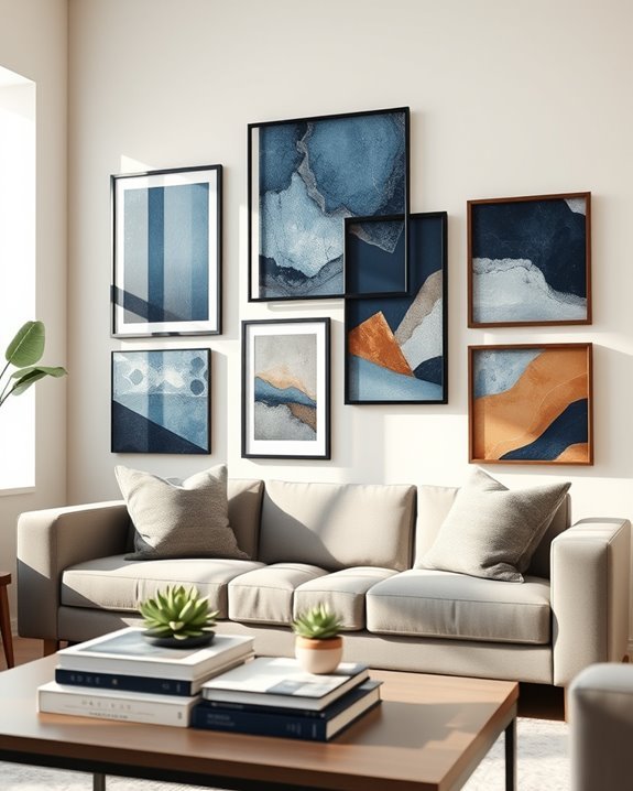 modern blue brown frames