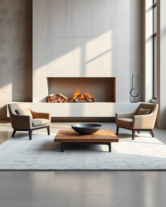 modern concrete fireplace elegance