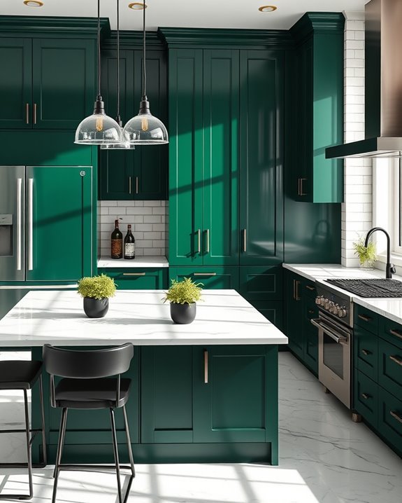 modern dark green kitchen